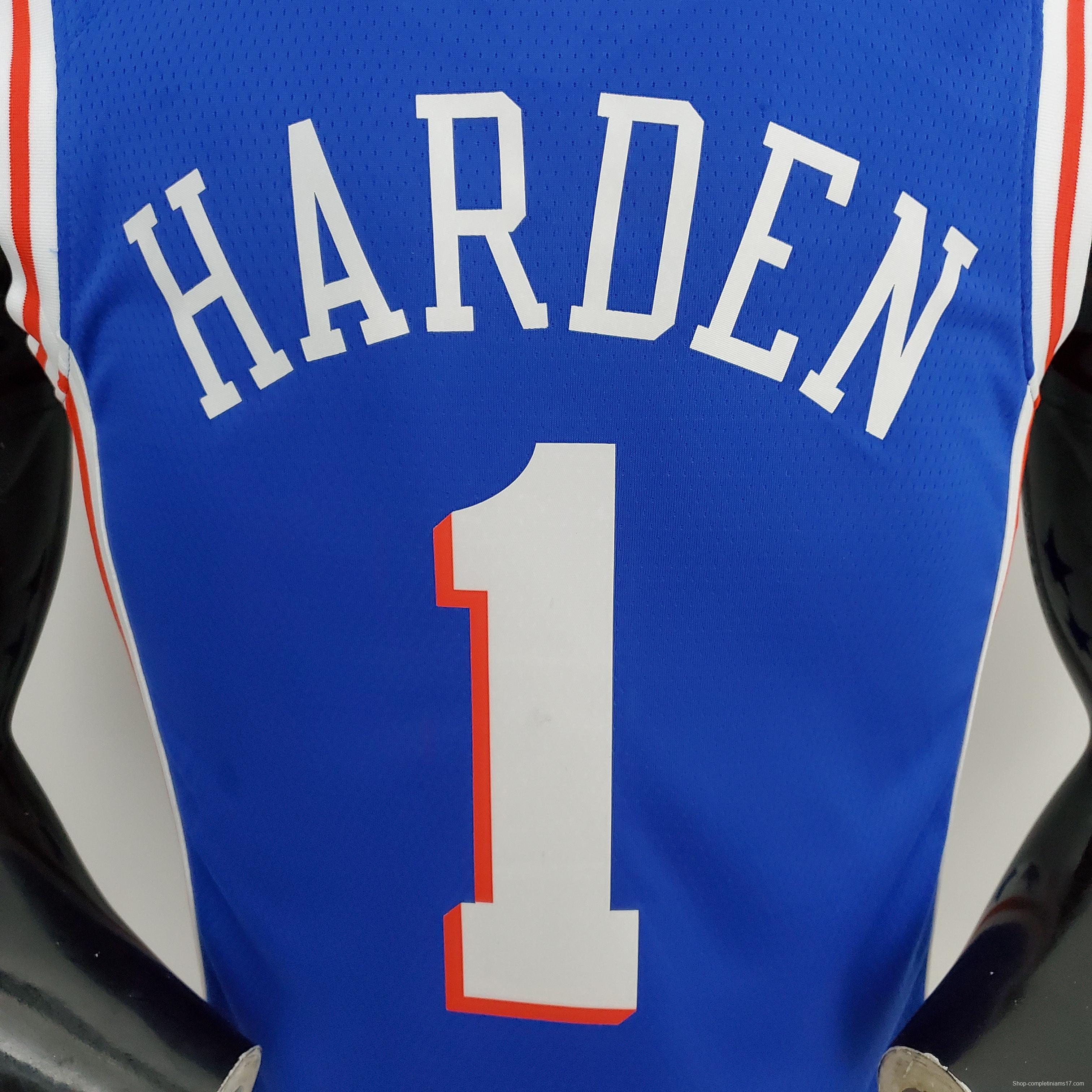 75th Anniversary Philadelphia 76ers HARDEN#1 Blue NBA Jersey