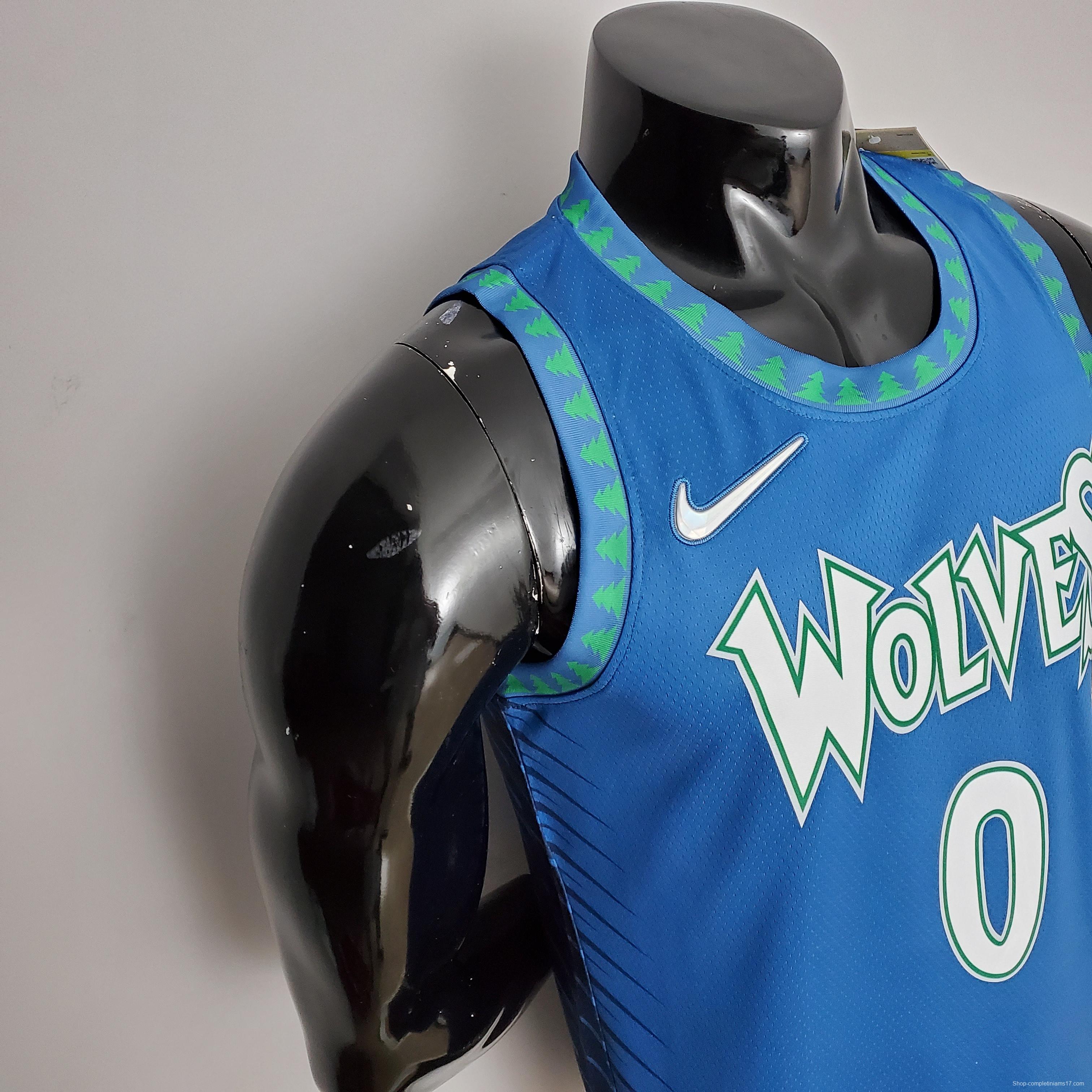 75th Anniversary 2202 Season RUSSELL#0 Minnesota Timberwolves City Edition Blue NBA Jersey