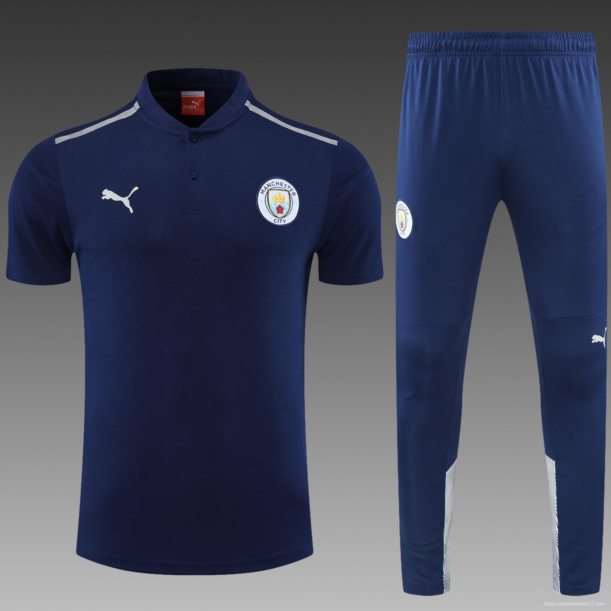 Manchester City POLO kit Dark Blue White Stripe (not supported to be sold separately)