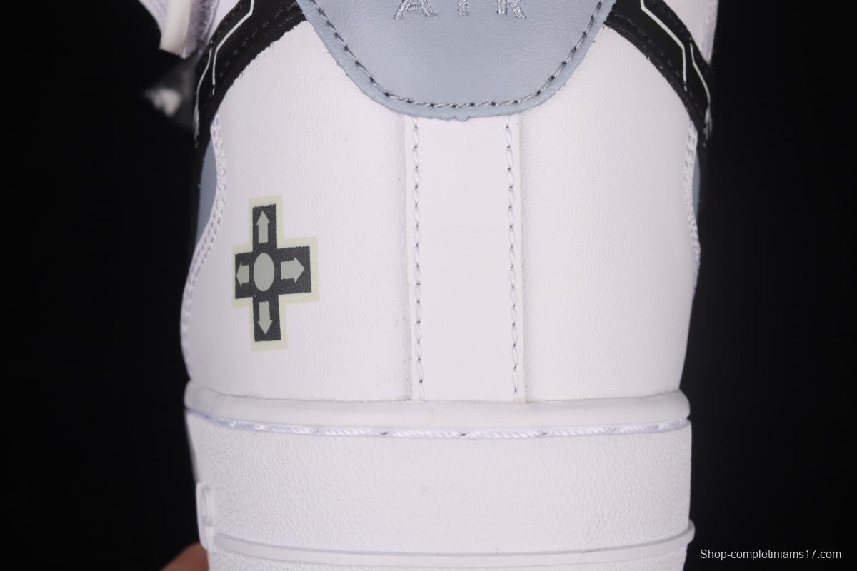 NIKE Air Force 11607 Mid PS5 video game theme black and white gray glossy shoes body upper casual board shoes CW2288-115