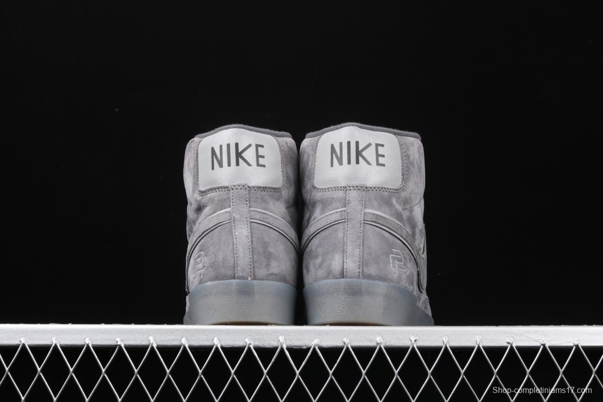 Reigning Champ x NIKE Blazer Mid Retro defending champion joint top suede 3M reflective high upper shoes 371761-900