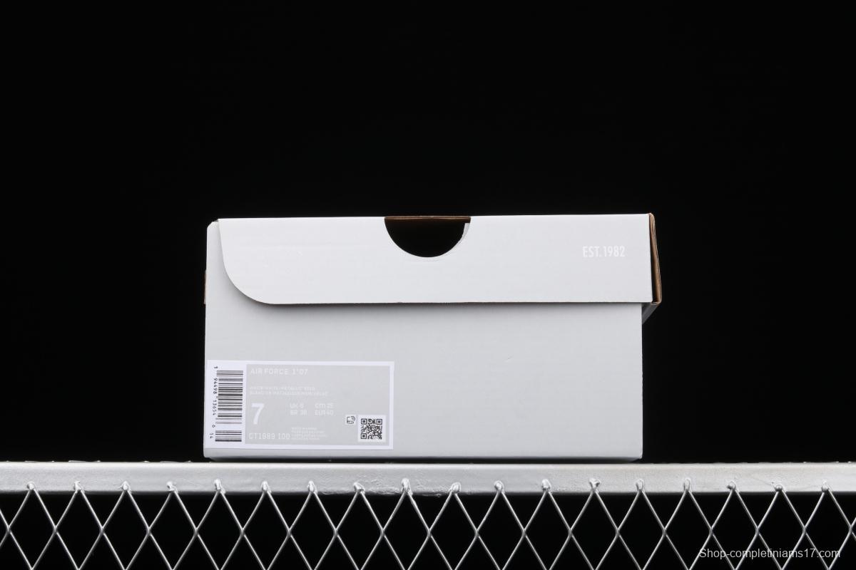 NIKE Air Force 1o07 Low cross-label small hook litchi pattern low-top casual board shoes CT1989-100