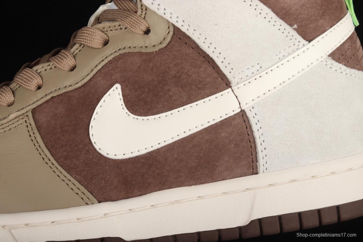 NIKE DUNK High Light Chocolate Chocolate vintage White Brown High Top Leisure Skateboard shoes DH5348-100
