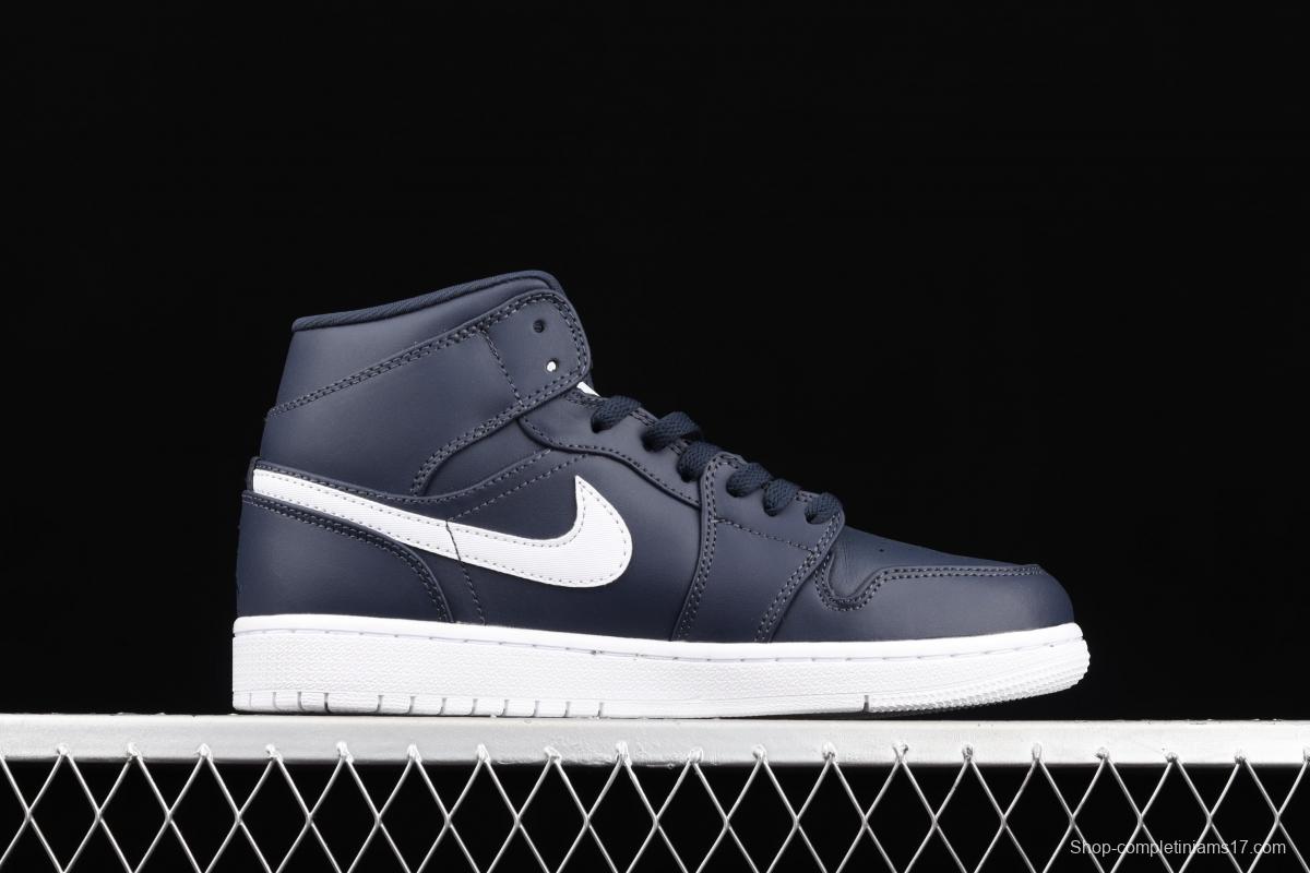 Air Jordan 1 Mid SE dark blue Zhongbang basketball shoes 554724-402