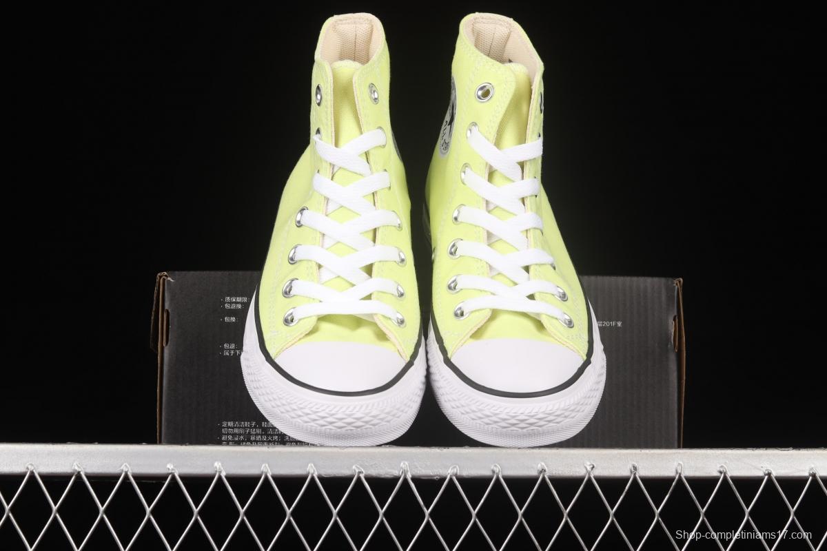 Converse All Star light colors are lemon yellow high top fashionable canvas shoes 170154C