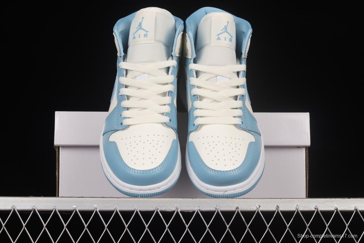 Air Jordan 1 Mid North Carolina Blue Zhongbang Basketball Shoes BQ6472-141