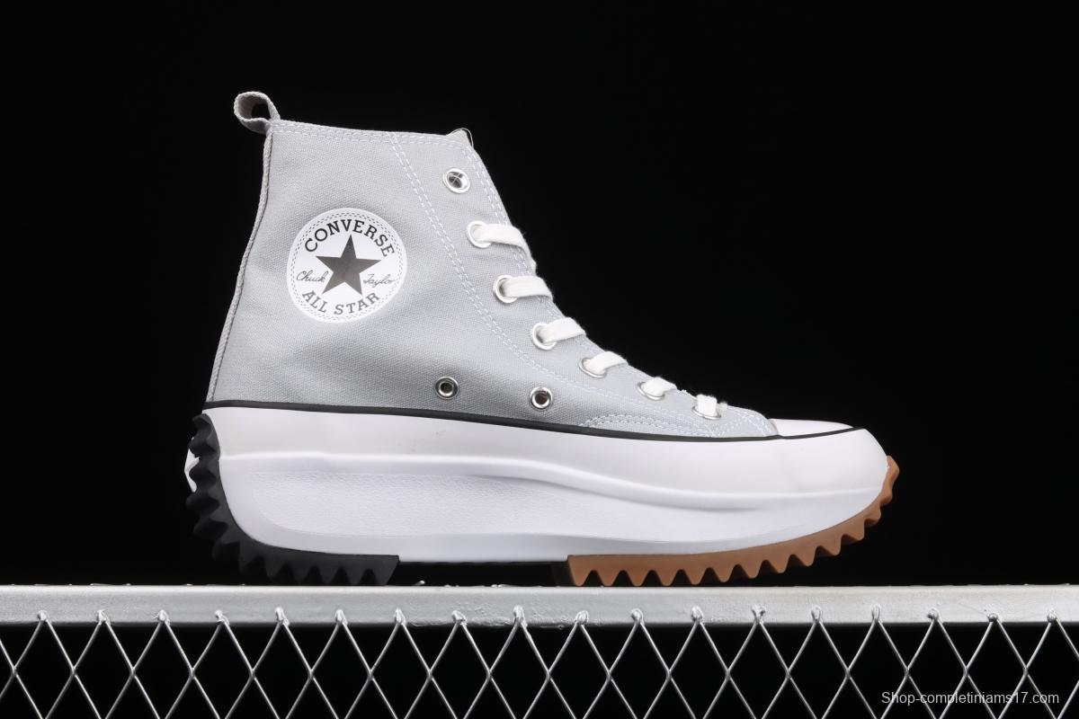 Converse Run Star x JW Anderson joint style grey high-top thick-soled canvas shoes 170552C