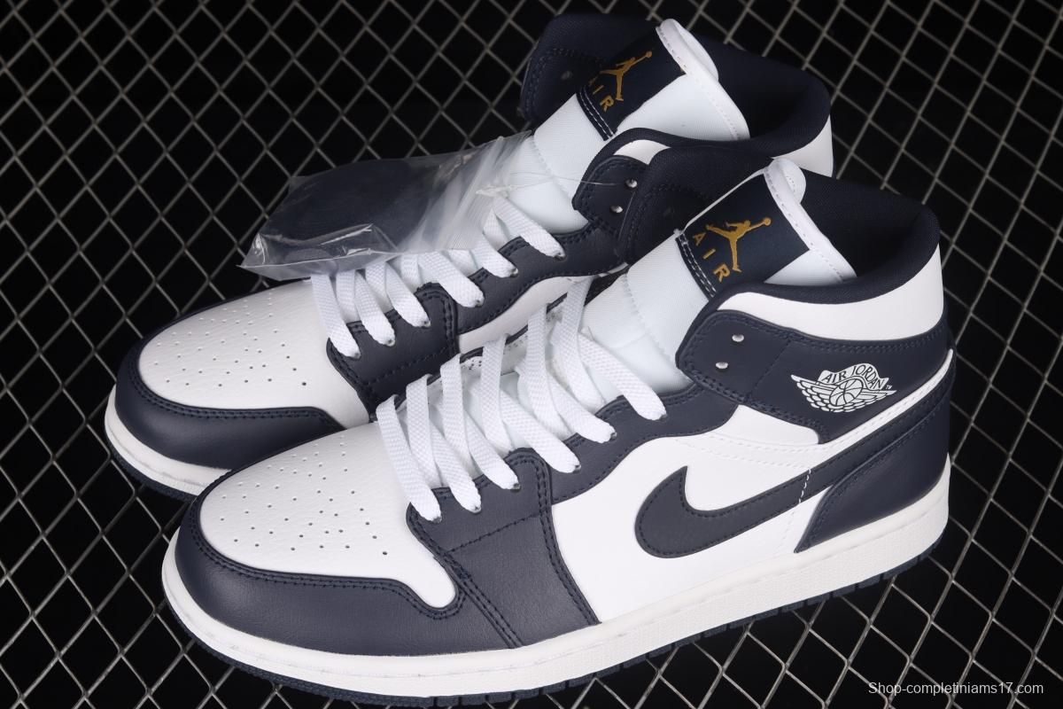 Air Jordan 1 Mid obsidian basketball shoes 554724-174