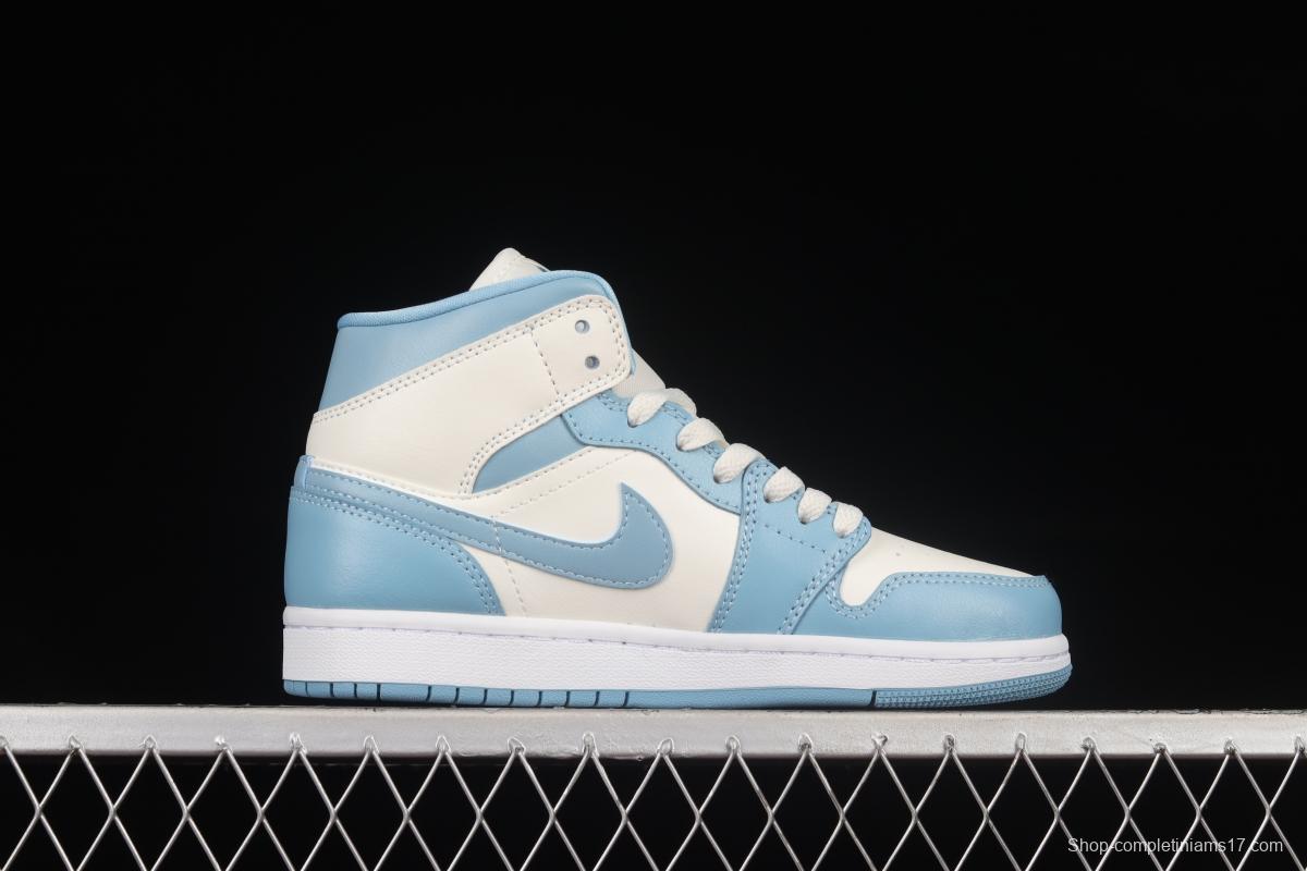 Air Jordan 1 Mid North Carolina Blue Zhongbang Basketball Shoes BQ6472-141