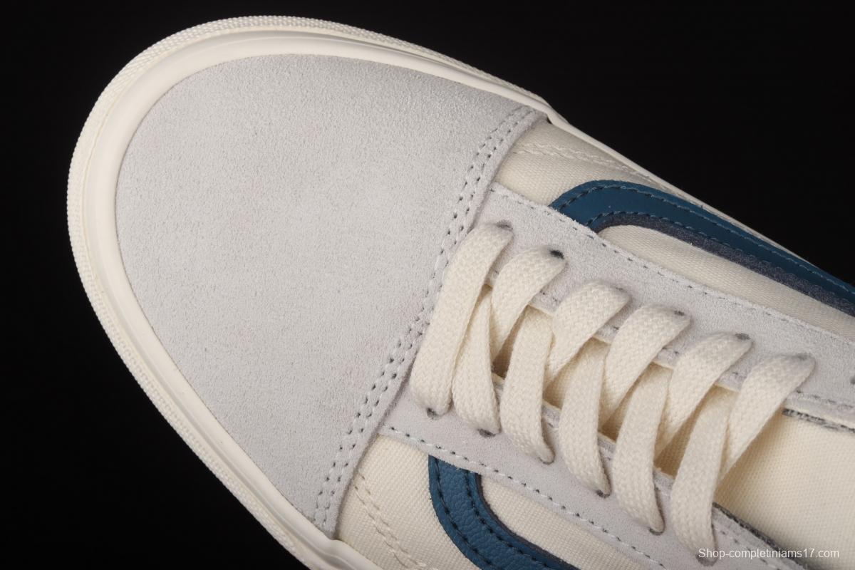 Vans Old Skool Lx white suede inner blue leather spliced canvas retro casual shoes VN0A38G1QKK