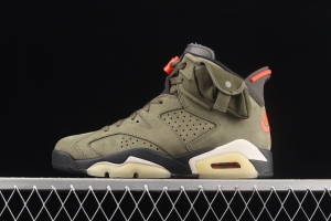 Travis Scott x Air Jordan 6 TS co-signed Pocket Army Green Night Light Basketball shoes CN1084-200