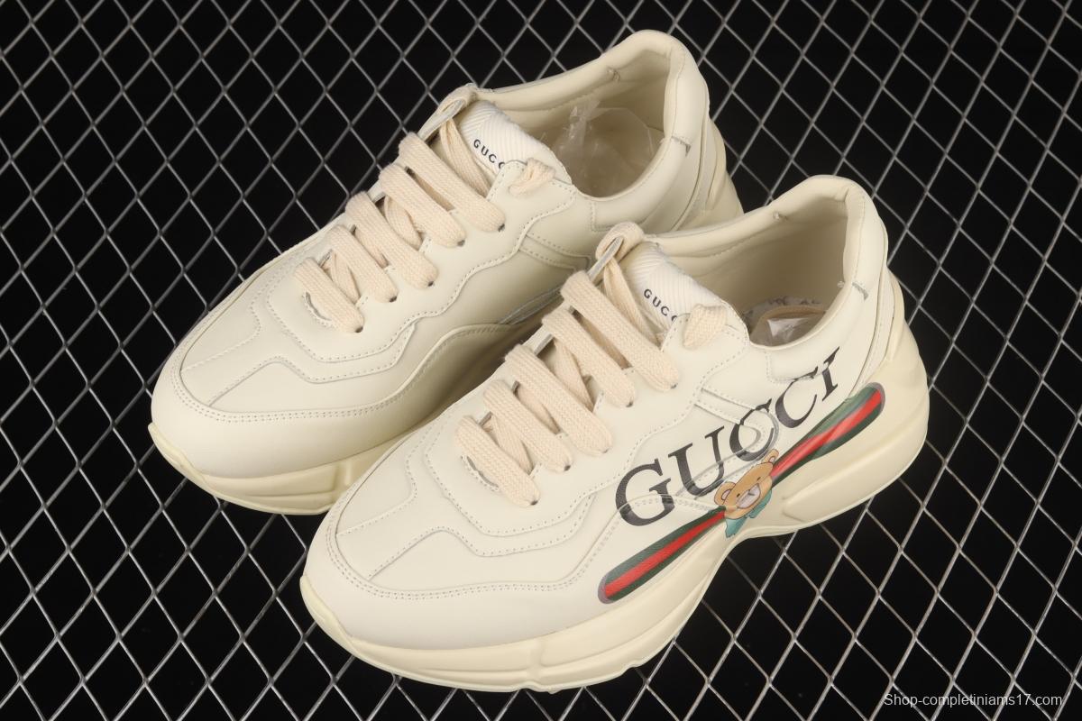 Gucci Rhyton Vintage Trainer Sneaker Gucci daddy 5D leather horn retro jogging daddy shoes DRW009522