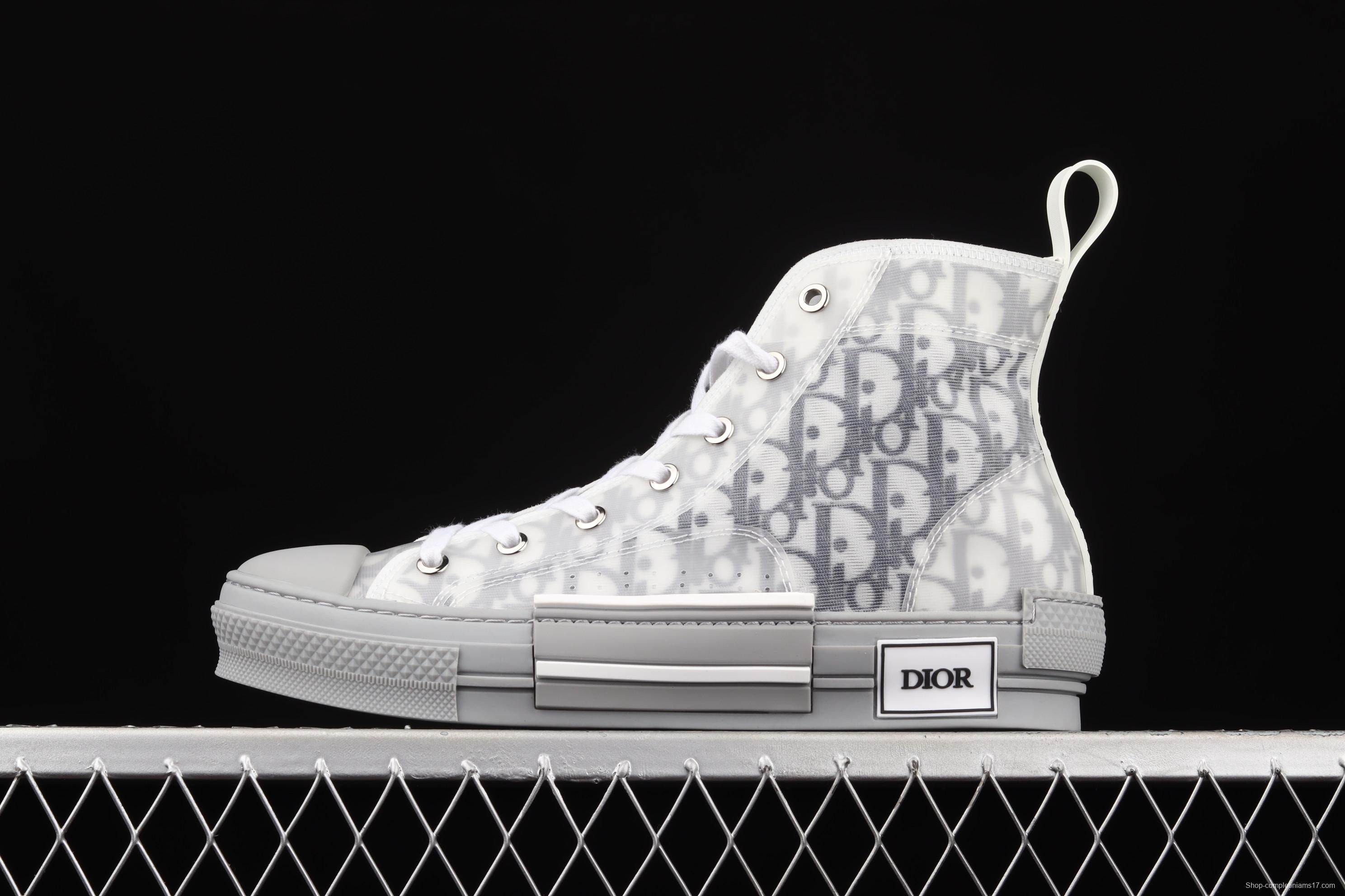 Authentic Dior B23 Oblique High Top Sneakers Dior CD ghosting high upper board shoes 3SH118YJR 063 White/Black