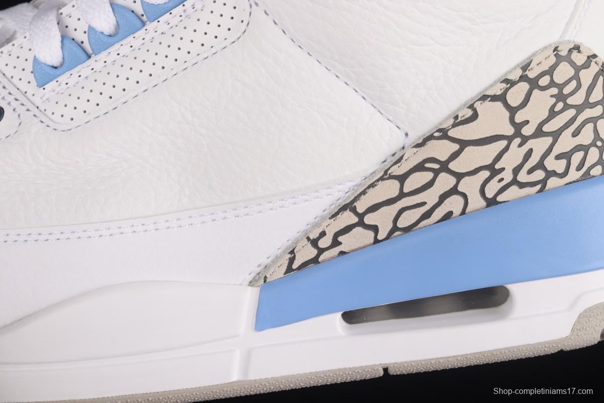 Air Jordan 3 UNC AJ3 Joe 3 North Carolina blue white burst blue crack in the basketball shoes CT8532-104