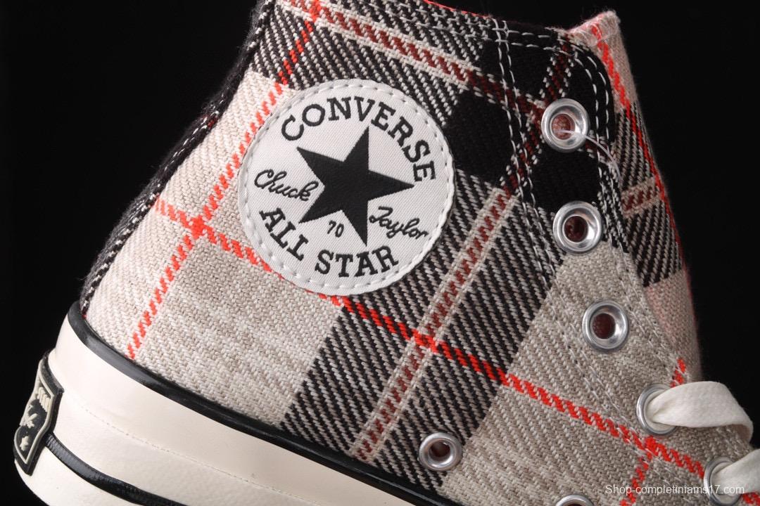 Converse 70s Plaid Scottish plaid fresh vintage casual board shoes 166495C