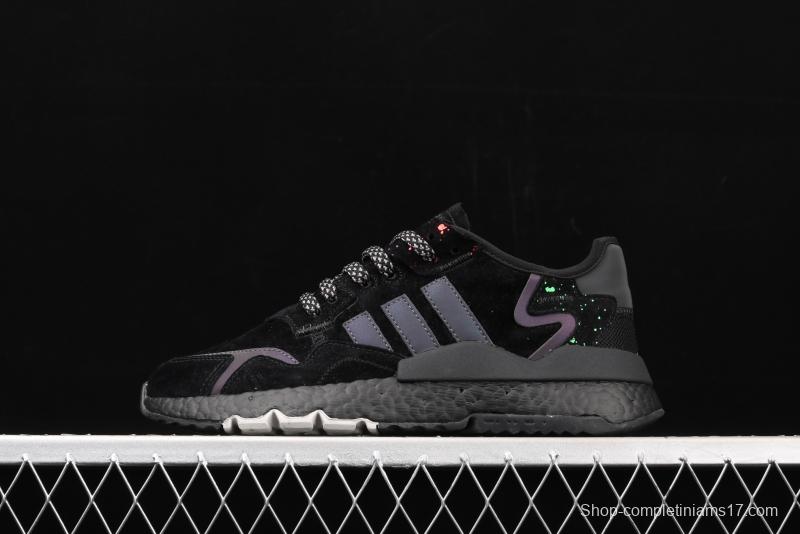 Adidas Nite Jogger 2019 Boost EG7666 suede stitching 3M reflective vintage running shoes