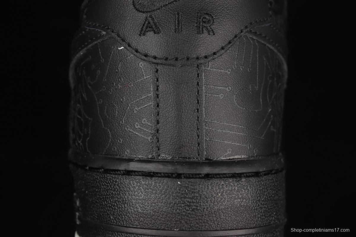 NIKE Air Force 1' 07 Low black and blue luminous low-top casual board shoes DH5354-001