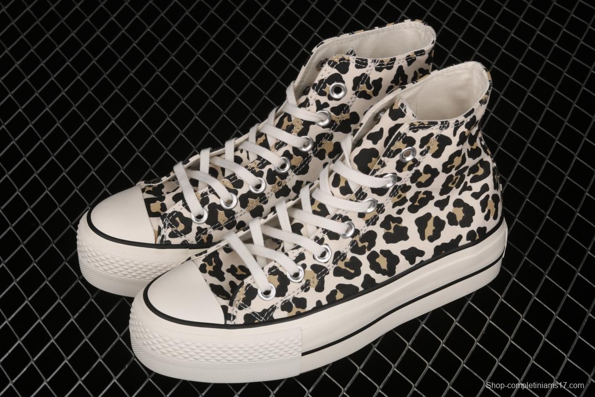 Converse All Star Lift classic leopard print thick-soled high-upper canvas shoes 570915C