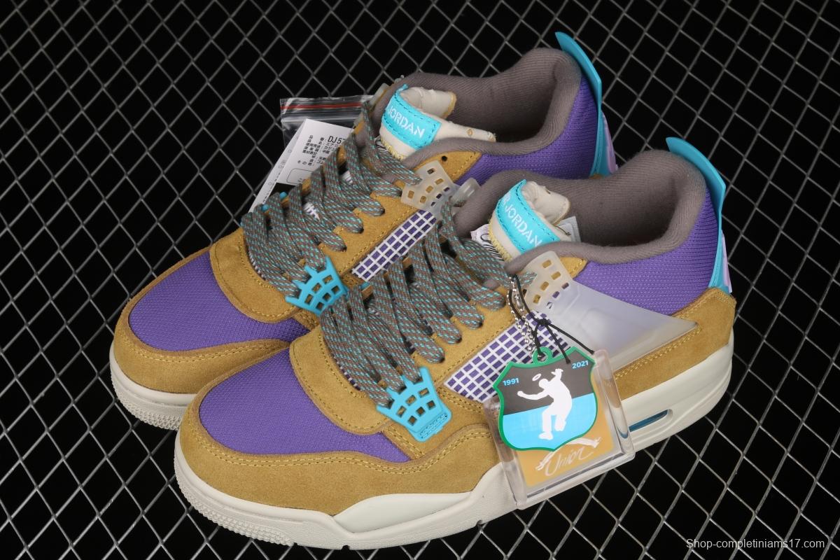 Union LA x Nike Air Jordan 4 Retro Desert Moss turquoise purple sports culture basketball shoes DJ5718-300