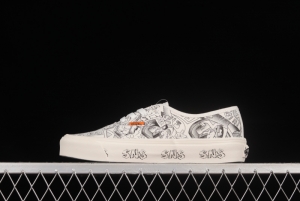 Vans Vault x SNS Joint Black and White Illustration Beach Print Vintage Canvas Sneakers VN0A4BV9676