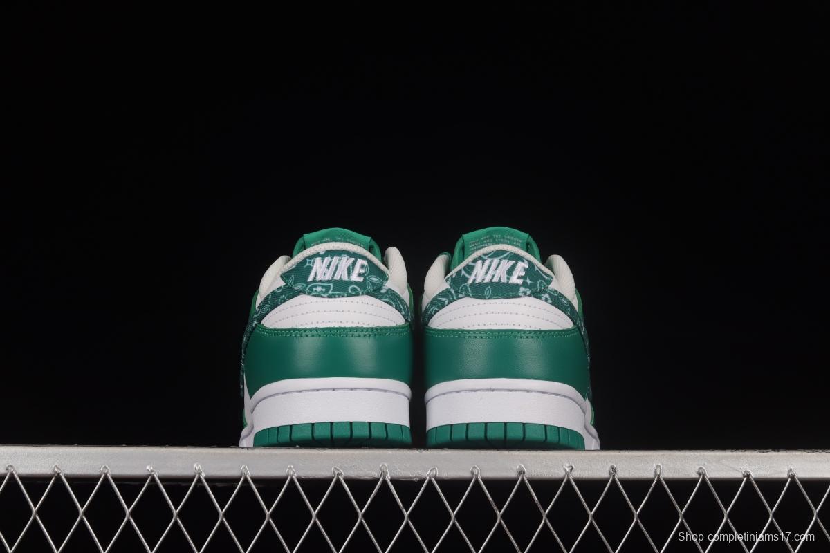 NIKE DUNK Low Green Paisley Cashew Flower White Green SB Buckle Shredded Backboard Fashion Casual Sneakers DH4401-102