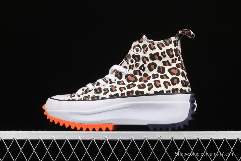 JW Anderson x Converse Run Star Hike white leopard pattern heightened casual board shoes 166862C