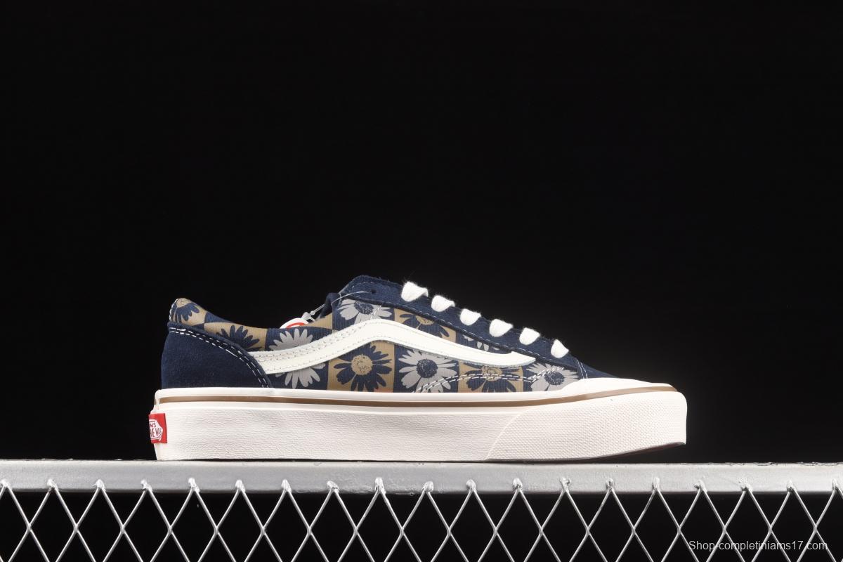 Vans Old Skool Silent Blue fun Sunflower printed low-top Leisure Board shoes VN0A6WKT6QS