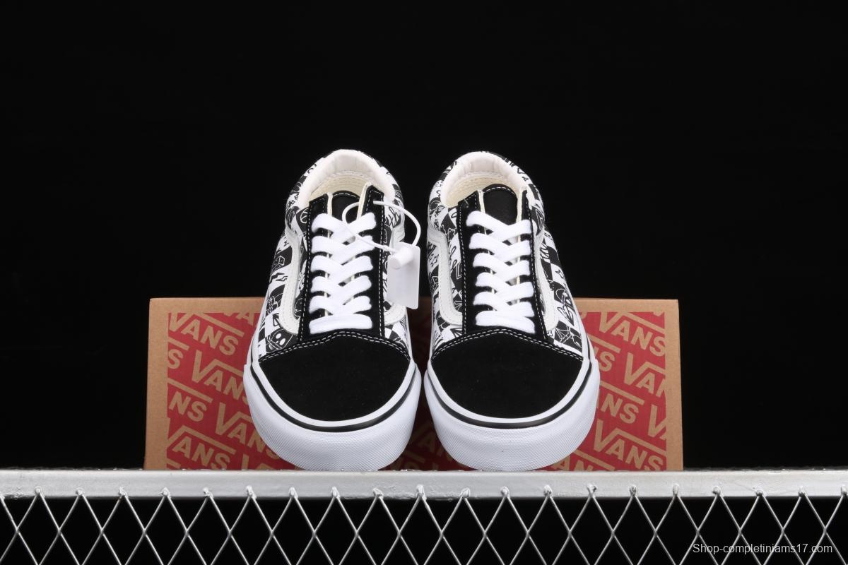 Vans Old Skool black-and-white graffiti printed low-top shoes VN0A7Q2J6U6