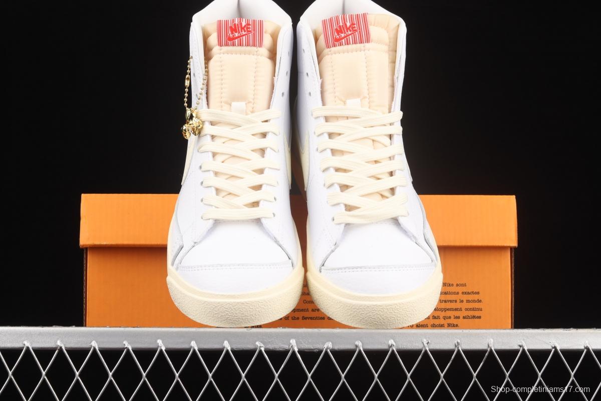 NIKE Blazer Mid'77 Vntg Emb Cream Yellow Trail Blazers high-top casual board shoes CW6421-100