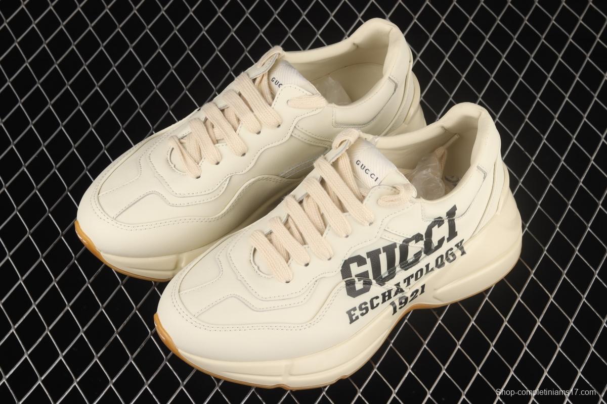 Gucci Rhyton Vintage Trainer Sneaker Gucci daddy 5D leather horn retro jogging daddy shoes DRW009522