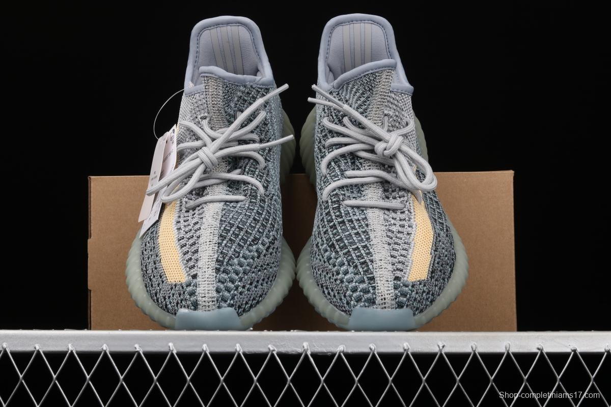 Adidas Yeezy 350 Boost V2 Ash Blue GY7657 Darth Coconut 350 second generation hollowed-out water-washed tannins color matching