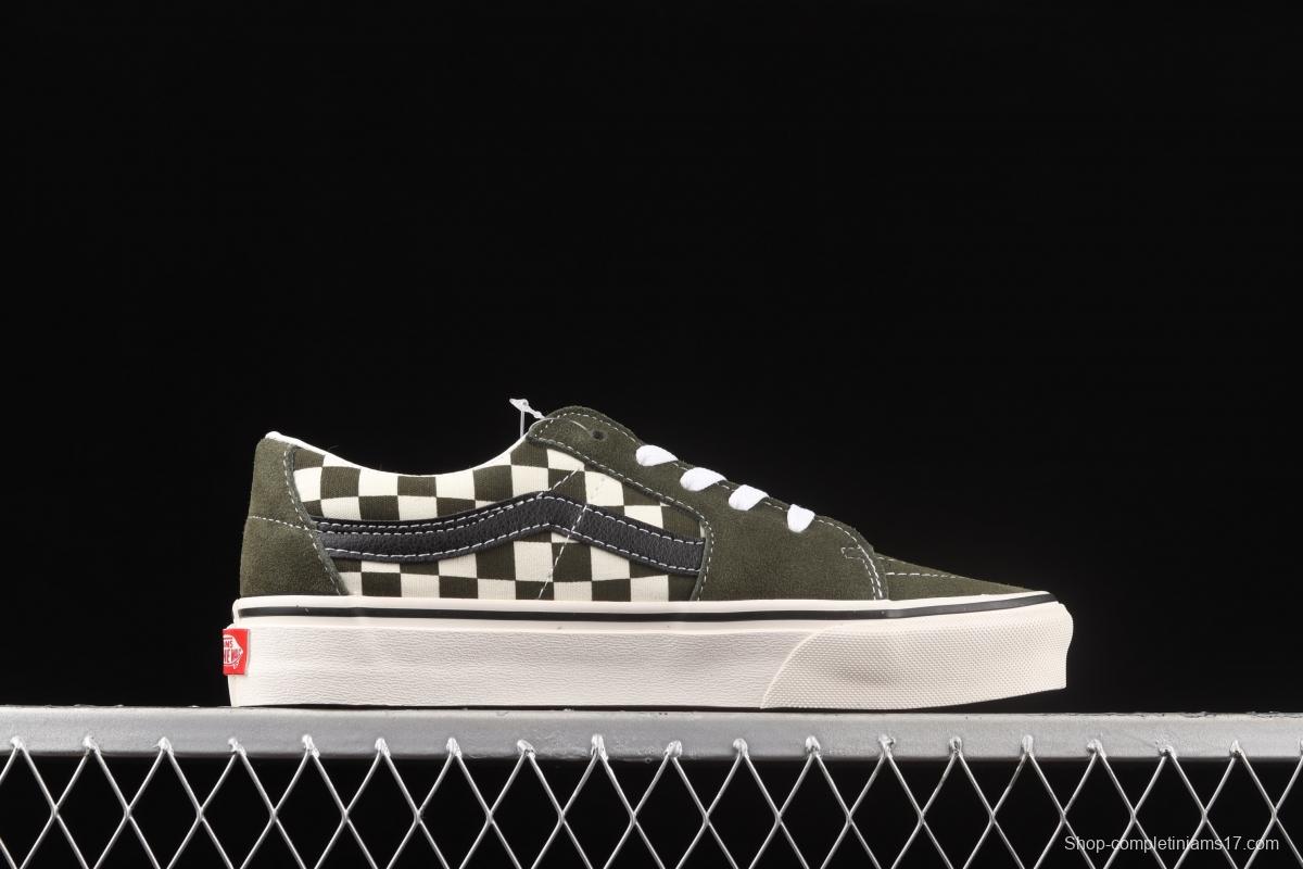 Vans Suede Sk8-Low light green checkerboard low-top casual board shoes VN0A4UUK2V5