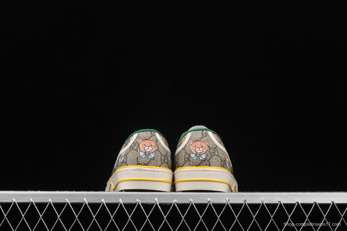 Gucci Tennis 1977 Print Sneaker canvas bear printed retro leisure sports board shoes