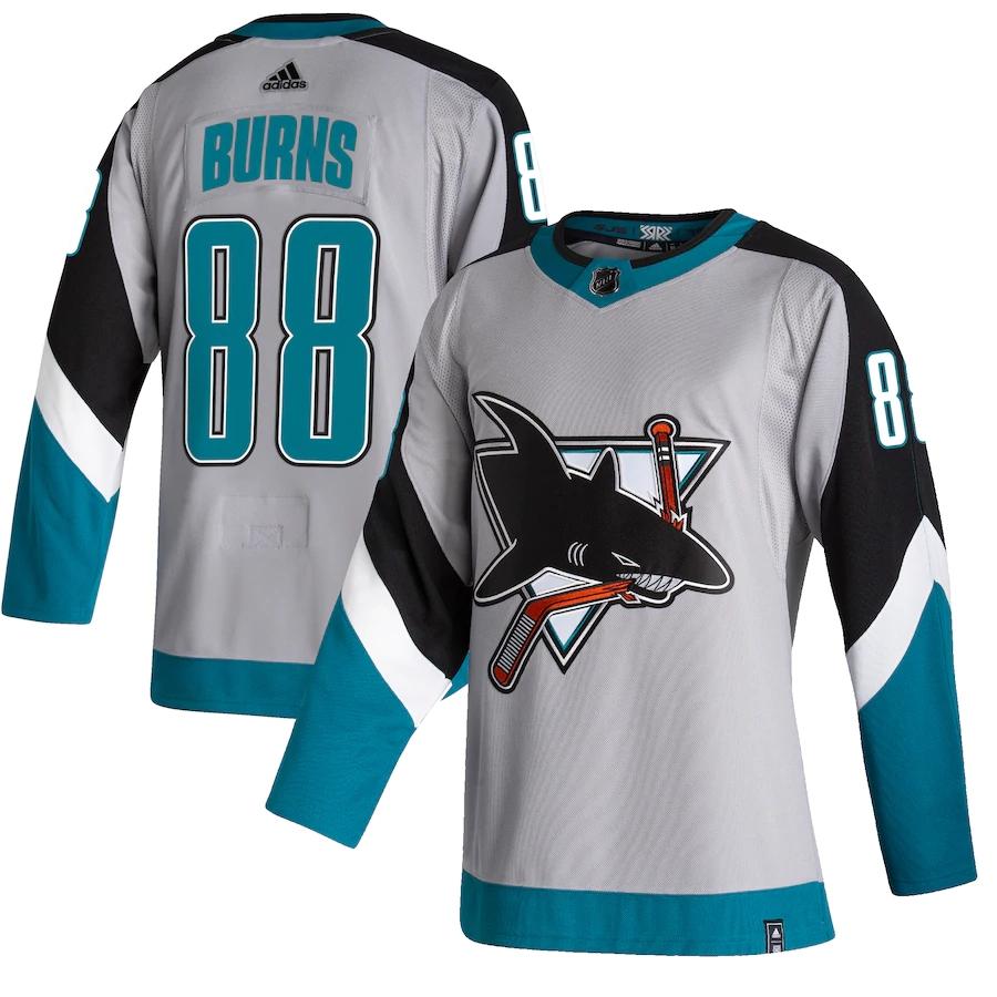 Men's Brent Burns Gray 2020-21 Reverse Retro Player Team Jersey