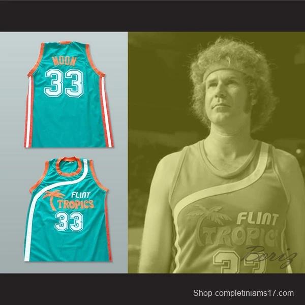 Flint Tropics 33 Jackie Moon Teal Basketball Jersey Semi Pro Team New