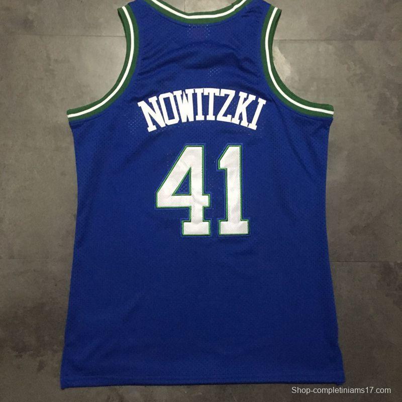 Men's Dirk Nowitzki Blue Retro Classic Team Jersey