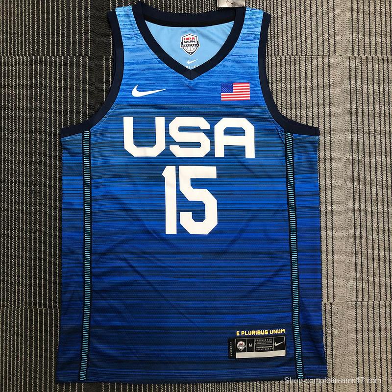 Thai Version Men's Devin Booker Navy USA Basketball Player Jersey