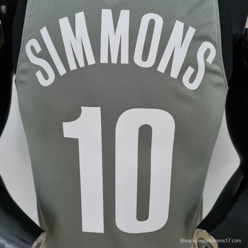 75th Anniversary Simmons #10 Brooklyn Nets City Edition Gray NBA Jersey