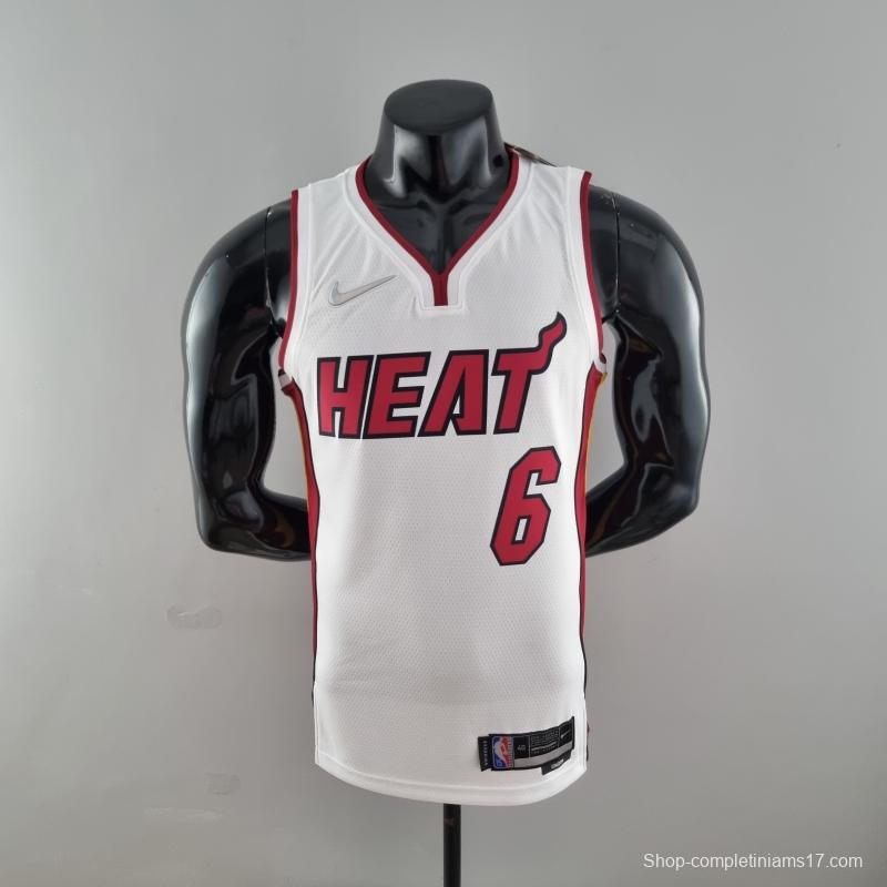 75th Anniversary Miami Heat JAMES #6 White NBA Jersey