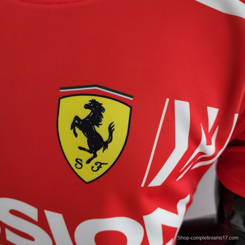 2022 F1 Ferrari  RED T-shirts Full Sponsor #0007