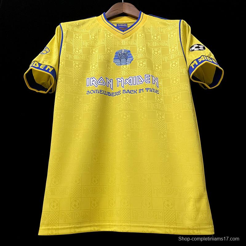 Retro 2008 West Ham Iron Maiden Yellow Jersey