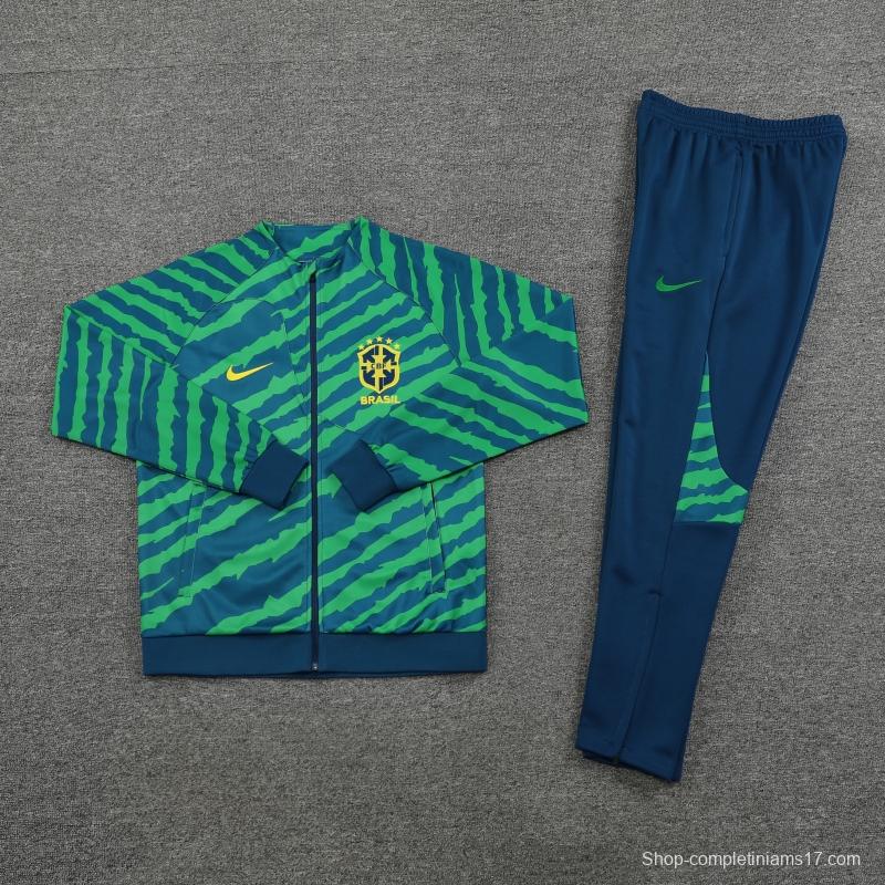 2022 Brazil Green Full Zipper Tracksuit