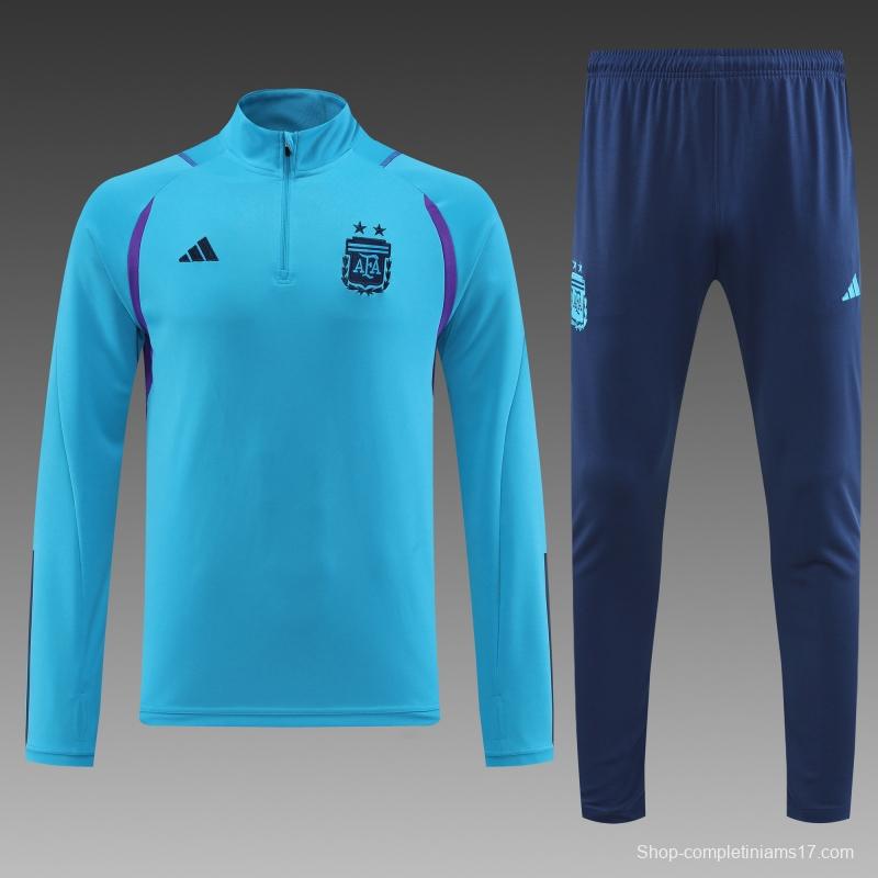 2022 Argentina Blue Half Zipper Tracksuit