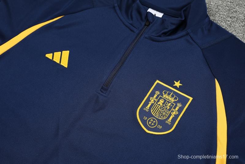 2022 Spain Navy Half Zipper Tracksuit