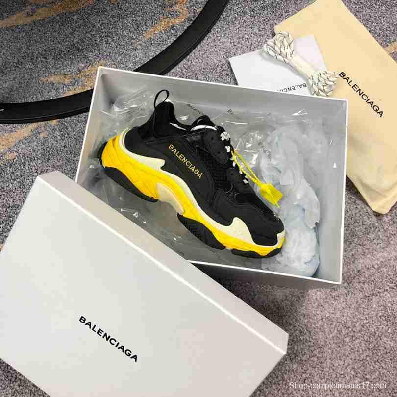 Men Balenciaga Triple-S Sneaker Yellow Sole Black