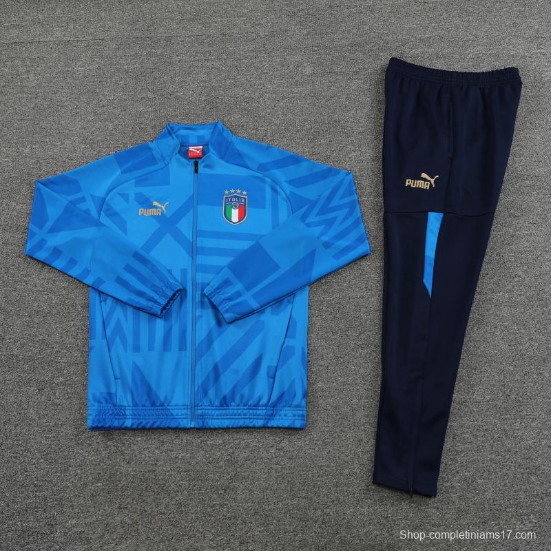 2022 Italy Blue Full Zipper Tracksuit