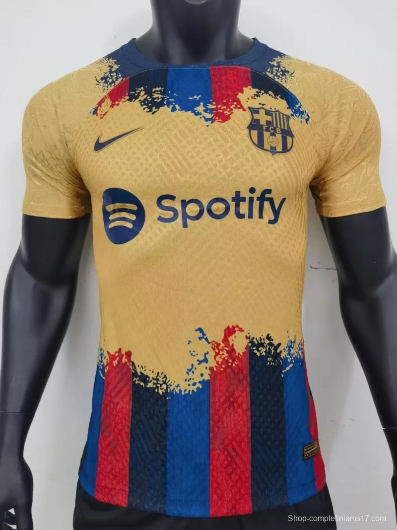 Player Version 23/24 Barcelona Home X Away Mixed Red Yellow Jersey