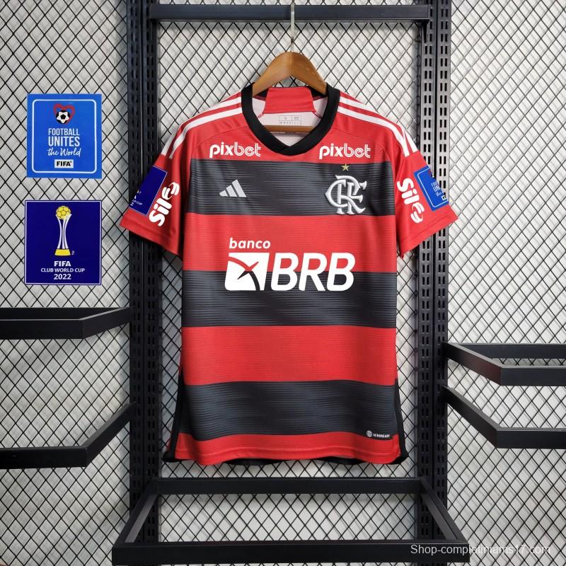 23/24 Flamengo Home Jersey With All Sponsors+Patches