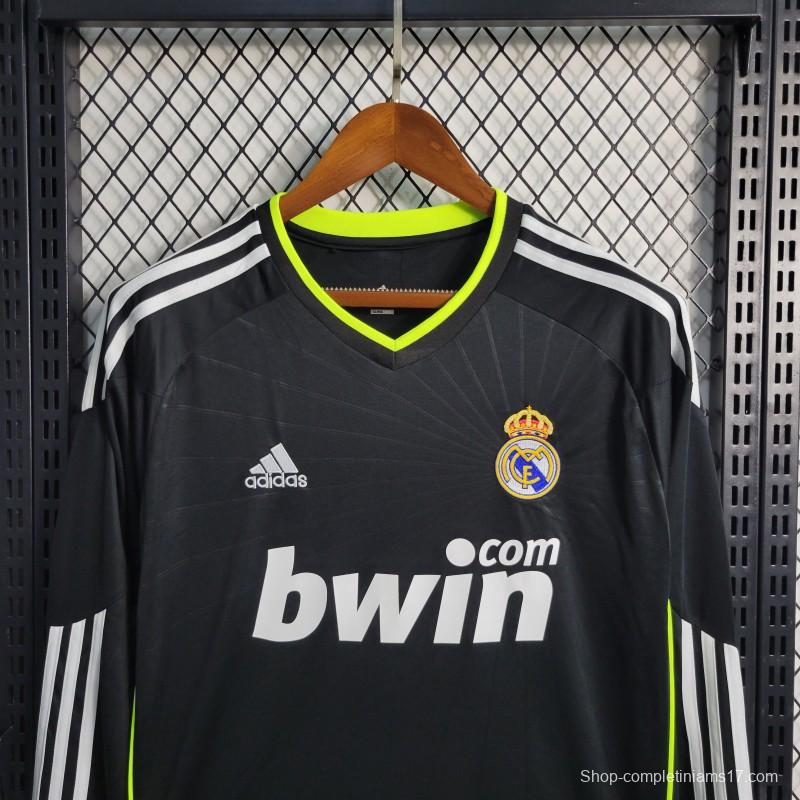 Retro 10-11 Real Madrid Away Black Long Sleeve Soccer Jersey