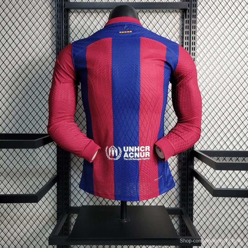 Player Version 23-24 Long Sleeve Barcelona Home Jersey